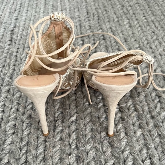 Gianvito Rossi Bardot crochet tie ankle, size 39.5, 105mm, color tan main image 3